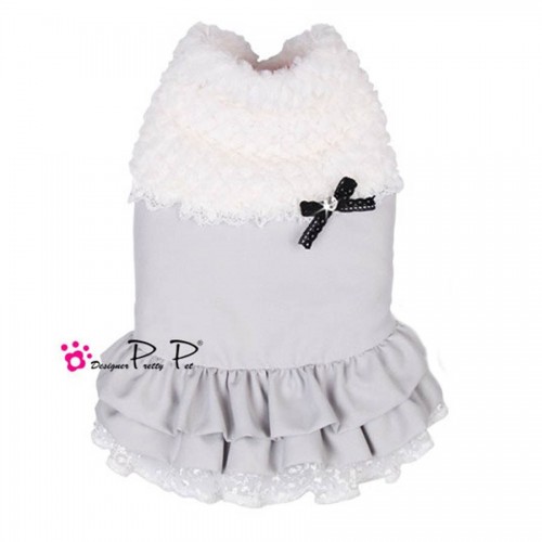 Жилетка-платье для собак Pretty Pet Bella Coat с юбкой, на кнопках, серая Жилетка-платье для собак Pretty Pet Bella Coat с юбкой, на кнопках, серая