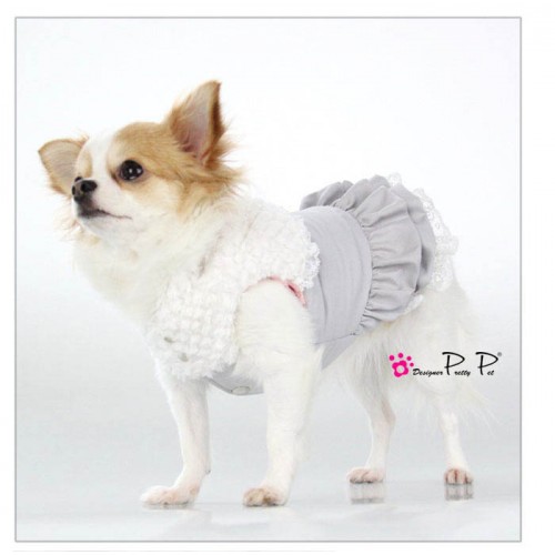 Жилетка-платье для собак Pretty Pet Bella Coat с юбкой, на кнопках, серая , фото 2 Жилетка-платье для собак Pretty Pet Bella Coat с юбкой, на кнопках, серая