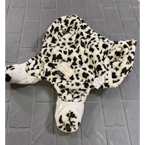 Зимний комбинезон для собак Is Pet "Элиза" с бантом на спинке, тигровая плюшевая подкладка, белый