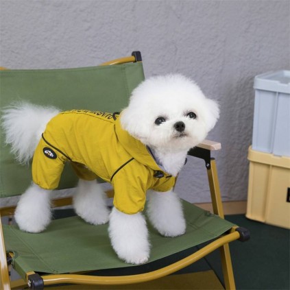 Дощовик для собак з капюшоном та колечком під повідець, жовтий