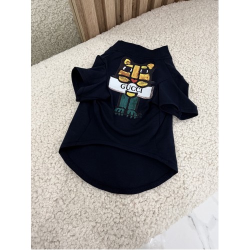 Брендовая футболка для собак и котов Gucci Tiger Black. Стильная черная одежда для питомцев