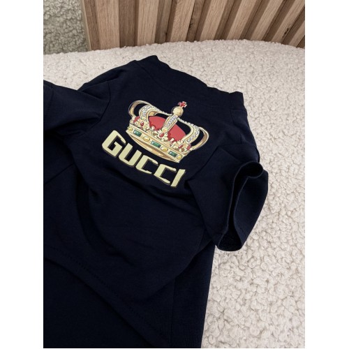 Брендова футболка для собак та котів Gucci Crown Black Стильний чорний одяг для вихованців