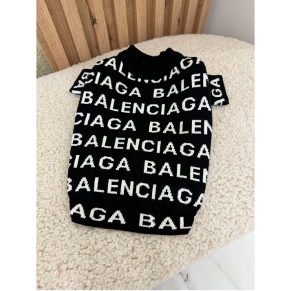 Брендовий светр для собак BALENCIAGA великі друковані літери, чорний