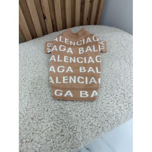 Брендовий светр для собак BALENCIAGA великі друковані літери, бежевий