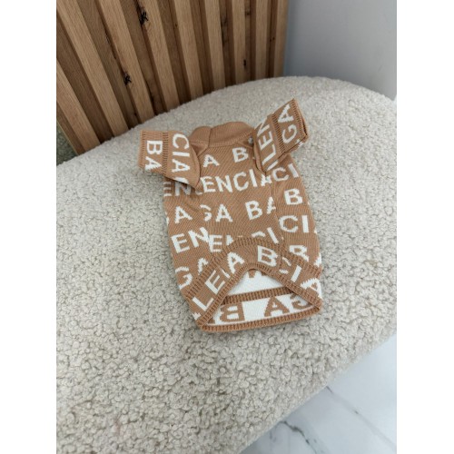 Брендовий светр для собак BALENCIAGA великі друковані літери, бежевий