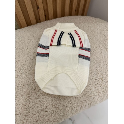 Брендовий светр для собак CHRISTIAN DIOR з синім метеликом, білий