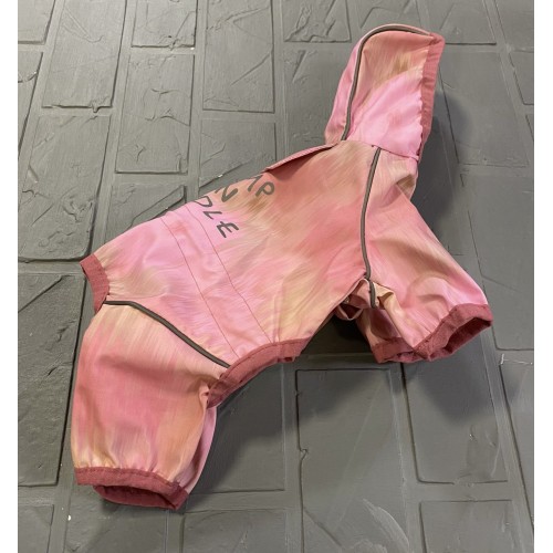 Дождевик для собак Cheepet Jump in Poodle с отражающими полосами, затяжки на талии, розовый