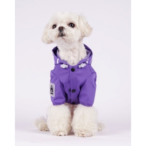 Дождевик для собак Cheepet с капюшоном на затяжках с четымя лапками, фиолетовый
