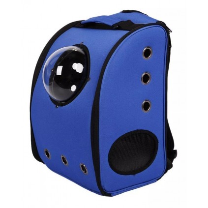 Рюкзак для перенесення собак та кішок з ілюмінатором та сіточками з боків, синій