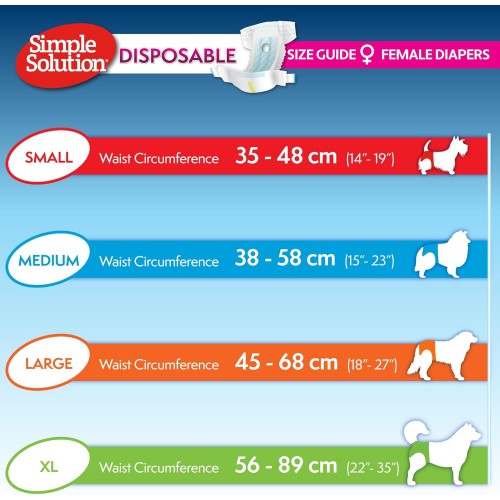 Памперсы для собак и кошек SimpleSolution на липучках одноразовые, Medium, поштучно белые