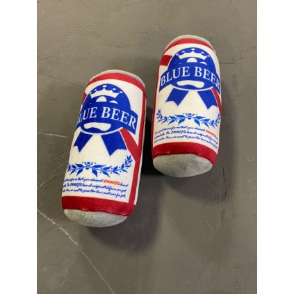 Іграшка для собак BLUE BEER плюшева з пищалком у вигляді жерстяної банки з пивом, біла