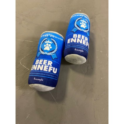 Игрушка для собак BEER ENNEFU плюшевая с пищалков в виде жестяной банки с пивом, синяя