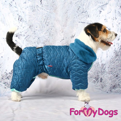 Зимний комбинезон для больших собак For My Dogs "Прошивка" синий