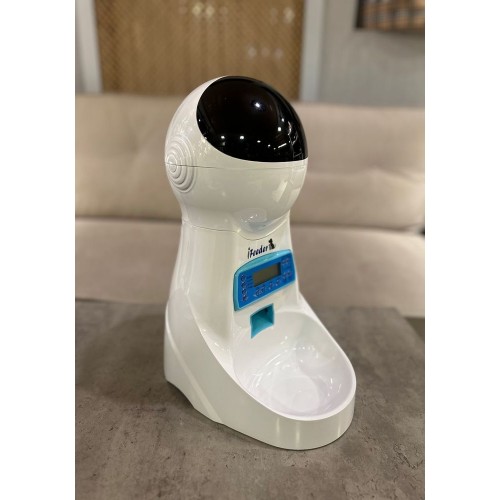 Электрическая автоматическая миска кормушкa Ifeeder Smart Light для собак и котов под корм 1,4 кг белая