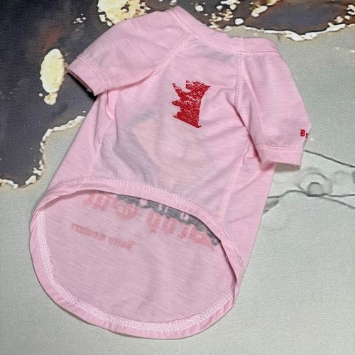 Брендовая футболка для собак и котов с руковами с принтом Dog school розового цвета