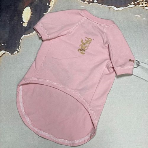 Брендовая футболка для собак и котов с руковами надпись на спине из блесток Juicygirl розового цвета