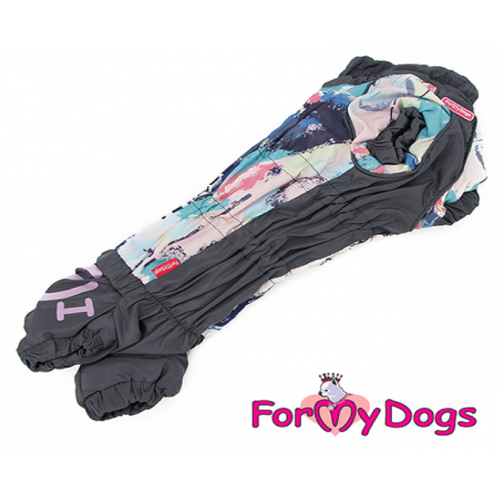 Зимний комбинезон для собак For My Dogs "Разводы" породы Таксы и Вельш Корги, фиолетовый