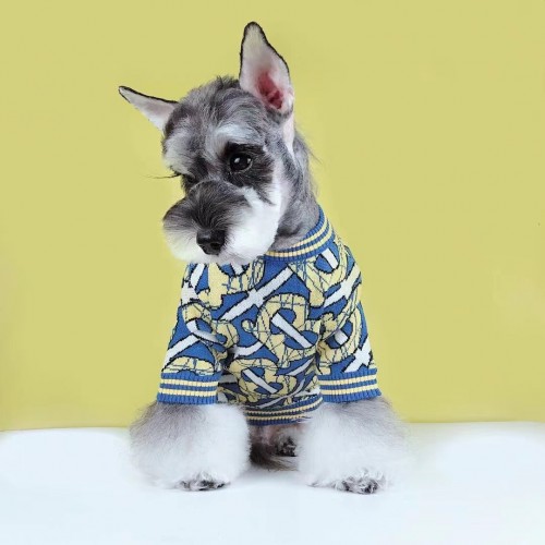 Брендовый свитер для собак BURBERRY с логотипами, голубой