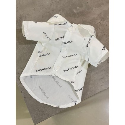 Брендовая рубашка для собак Balenciaga на пуговицах, белая
