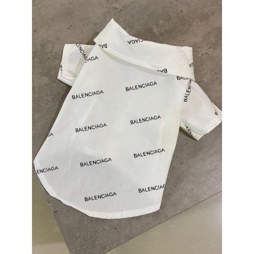 Брендовая рубашка для собак Balenciaga на пуговицах, белая