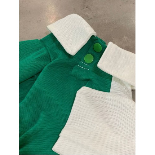 Брендовая футболка поло для собак Gucci с зеленой полосой белая
