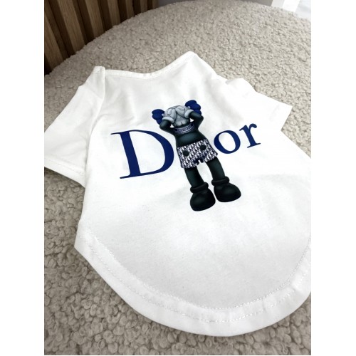 Брендовая футболка для собак Dior Kaws White | Стильная белая одежда для питомцев