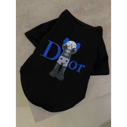 Брендова футболка для собак DIOR BEARBRICK чорна