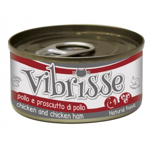 Консервы для котов VIBRISSE  курица и куриная шинка 70г