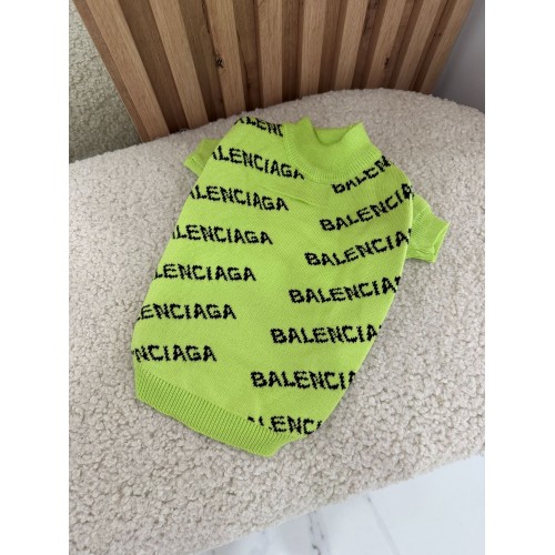 Брендовий светр для собак Balenciaga двошарова в\'язка, з написами з боків, зелений