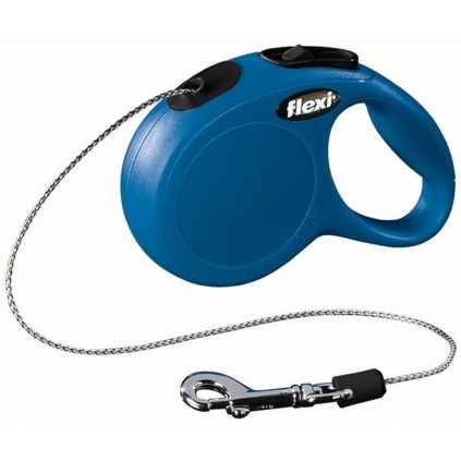 Рулетка для собак із тросовим повідцем XS Flexi New Classic синього кольору 3м/8кг