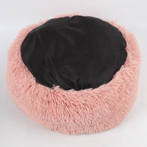 Лежанка плюшевая для собак и кошек круглая Multibrand "Пушистик" 48*20см розового цвета