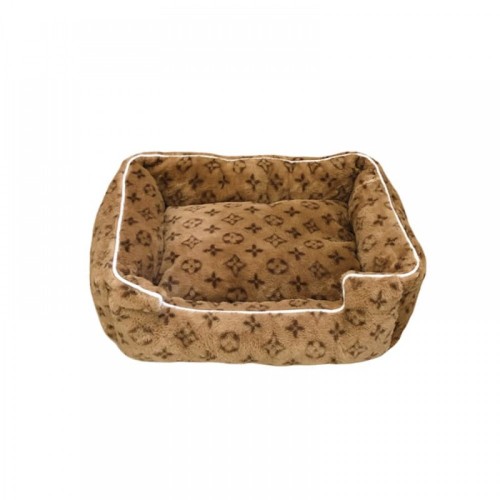Брендовая  лежанка для собак и кошек Louis Vuitton мягкий искусственный мех, коричневая