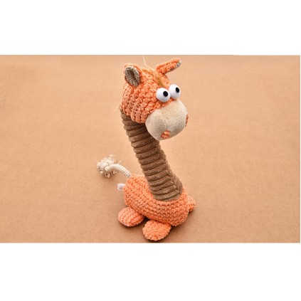 Іграшка для собак Elite Жираф із канатомвельветовий зі звуком, помаранчевий 28*16см