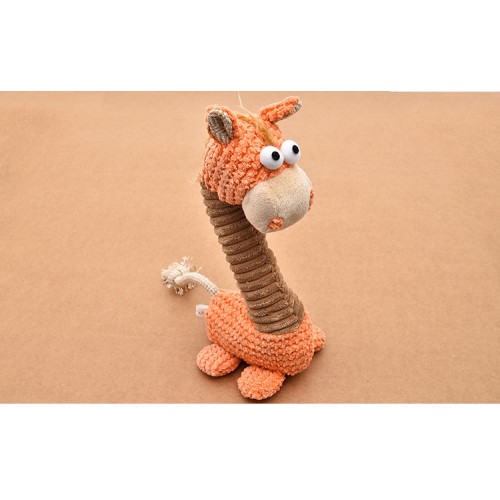 Игрушка для собак Elite Жираф с канатомвельветовый со звуком, оранжевый 28*16см