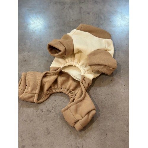 Трикотажний комбінезон для собак "LABUBU" коричневі штани, колечко для повідця, бежевий