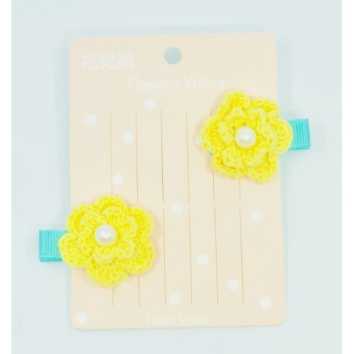 Шпилька для собак Handmade Flowers Vision В\'язана квітка з перлами всередині, жовта