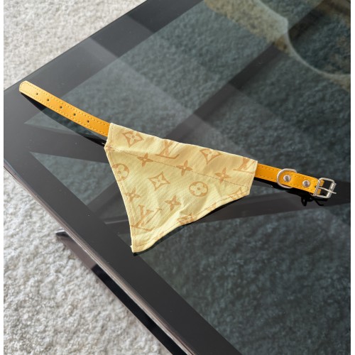 Ошейник для собак и кошек Louis Vuitton Yellow Monogram с банданой | Брендовый аксессуар для питомцев