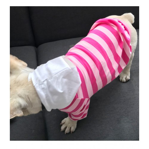 Толстовка для собак з білим капюшоном смугаста, рожевого кольору