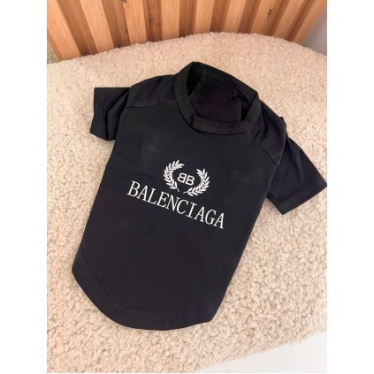 Брендовая футболка для собак Balenciaga с мальким логотипом, черная