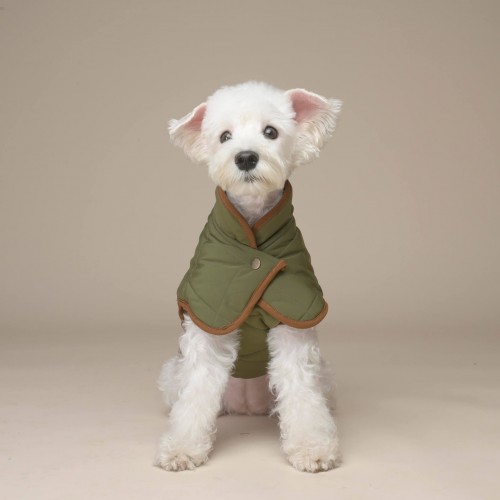 Попона зимняя для собак,одежда для средних и больших пород под горло с утеплением IsPet зеленая