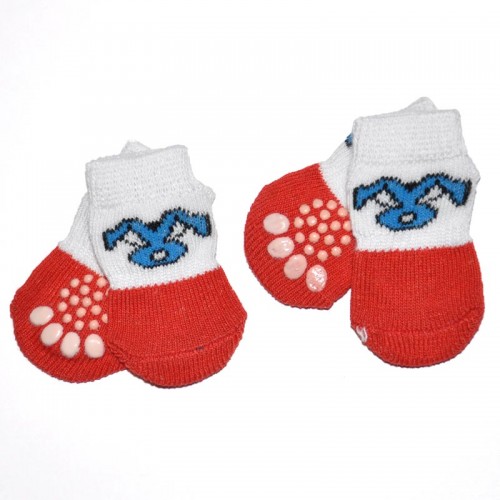 Шкарпетки для собак Multibrand "Кролик" білий/червоний