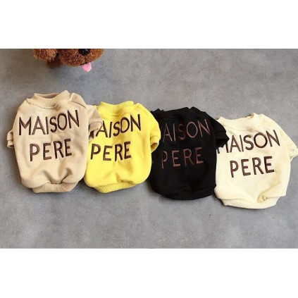 Толстовка для собак без капюшона с надписями Maison Pere, черного цвета