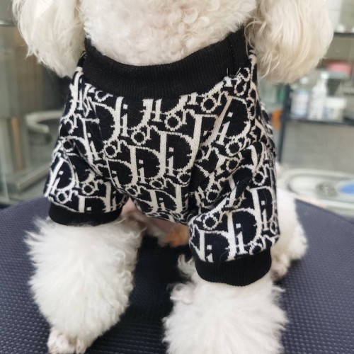 Брендовый свитер для собак DIOR с мелкими логотипами, черный