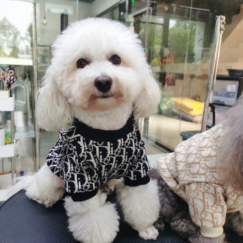 Брендовый свитер для собак DIOR с мелкими логотипами, черный