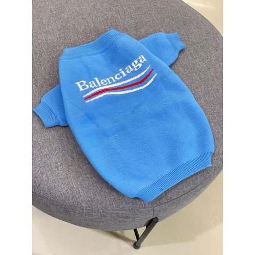 Брендовый свитер для собак BALENCIAGA Волна бело-красная, голубой