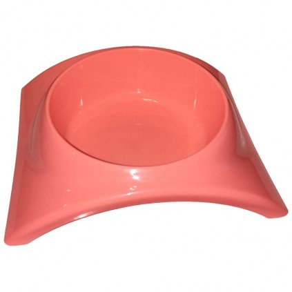 Миска пластиковая для соб кошек Multibrand "Мостик" розовая 19,5*16,5см