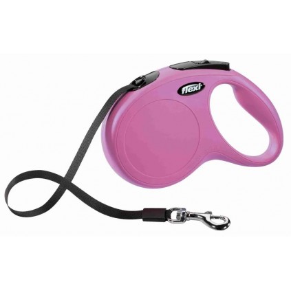 Рулетка для собак із стрічковим повідцем M Flexi New Classic рожевого кольору 5м/25кг