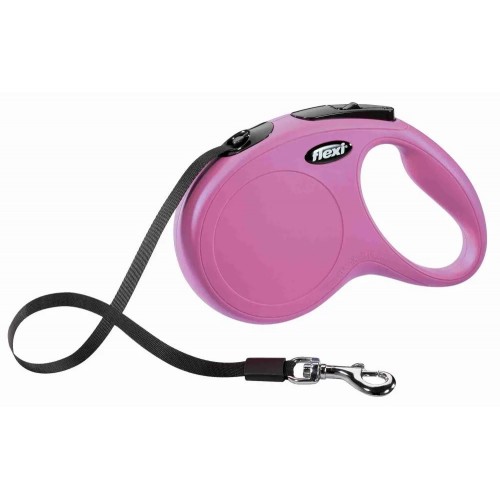 Рулетка для собак с ленточным поводком M Flexi New Classic розового цвета 5м/25кг