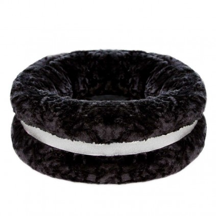 Лежанка для собак і кішок кругла Is Pet Oreo fleece bed чорного кольору кругла в міді орео