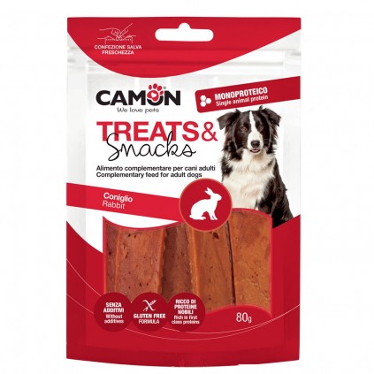 Ласощі для собак м\'ясні Camon з в\'яленим м\'ясом кролячим, 80 гр, 12,5 см